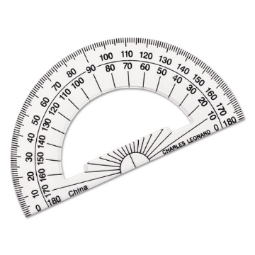 Picture of Open Center Protractor, Plastic, 4" Base, Clear, Dozen