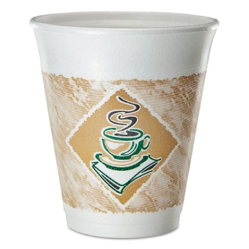 Picture of Cafe G Foam Hot/cold Cups, 8 Oz, Brown/green/white, 25/pack