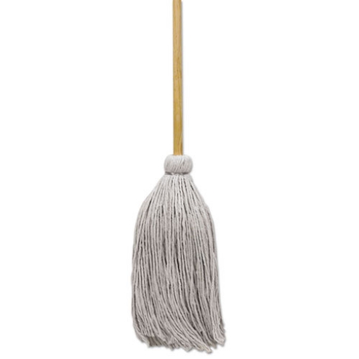 Picture of Cotton Deck Mop, #16 White Cotton Head, 50" Wood Handle, 12/Carton