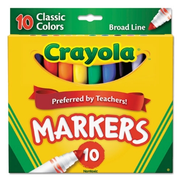 Picture of Non-Washable Marker, Broad Bullet Tip, Assorted Classic Colors, 10/Pack