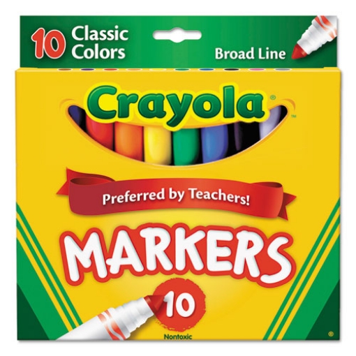 Picture of Non-Washable Marker, Broad Bullet Tip, Assorted Classic Colors, 10/Pack