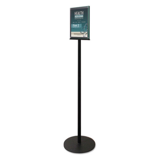 Picture of Double-Sided Magnetic Sign Display, 8.5 x 11 Insert, 56" Tall, Clear/Black