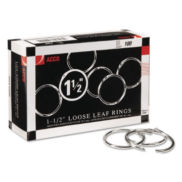Picture of Metal Book Rings, 1.5" Diameter, 100/Box