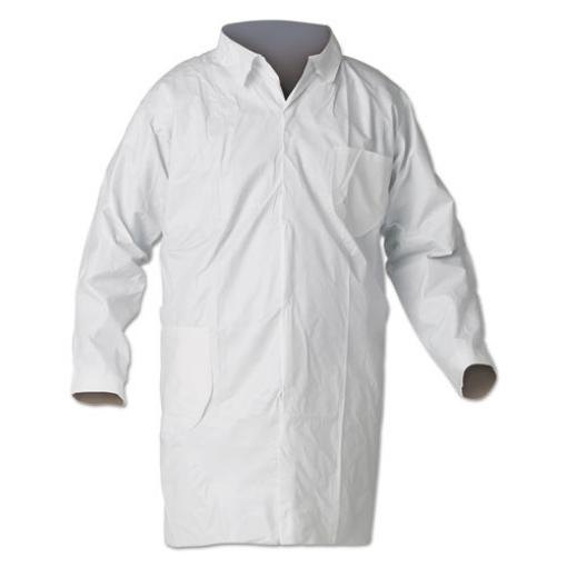 Picture of A40 Liquid And Particle Protection Lab Coats, Medium, White, 30/carton