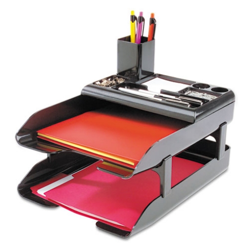 Picture of Corporate Desk Tray Set, 2 Sections, Letter To Legal Size Files, 10" X 13.63" X 2.25", Black, Set