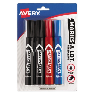 Picture of Marks A Lot Regular Desk-Style Permanent Marker, Broad Chisel Tip, Assorted Colors, 4/set (7905)