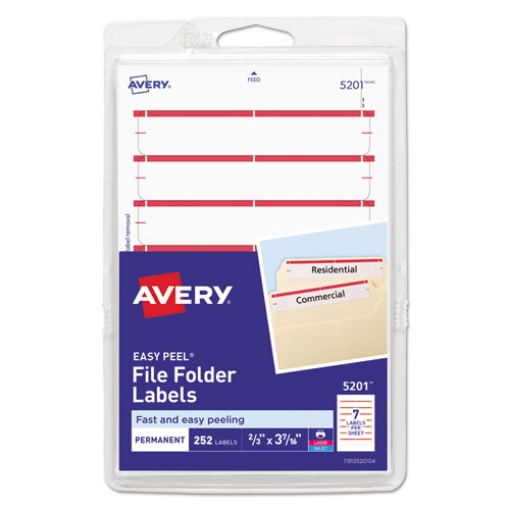 Picture of Printable 4" X 6" - Permanent File Folder Labels, 0.69 X 3.44, White, 7/sheet, 36 Sheets/pack, (5201)