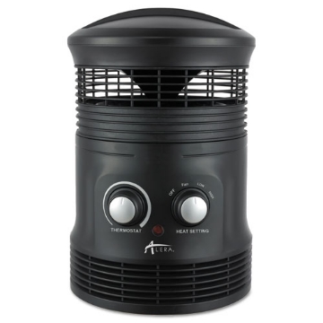 Picture of 360 Deg Circular Fan Forced Heater, 750 W, 8 x 8 x 12, Black