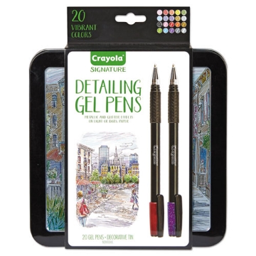Picture of Detailing Gel Pen, Stick, Medium 1 mm, Assorted Ink and Black Colors, 20/Pack