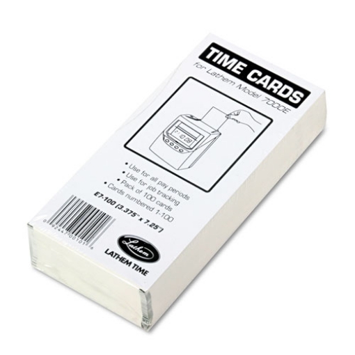Picture of Time Clock Cards For Lathem Time 7000e, Two Sides, 3.5 X 7.25, 100/pack