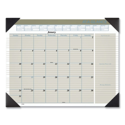 Picture of Executive Monthly Desk Pad Calendar, 22 x 17, White Sheets, Black Corners, 12-Month (Jan to Dec): 2024