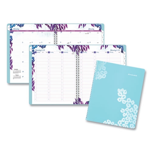 Picture of Wild Washes Weekly/Monthly Planner, Wild Washes Flora/Fauna Artwork, 11 x 8.5, Blue Cover, 13-Month (Jan to Jan): 2024-2025