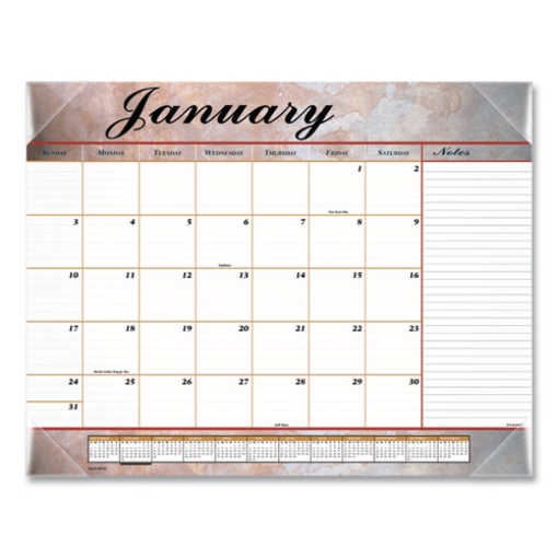 Picture of Marbled Desk Pad, Marbled Artwork, 22 x 17, White/Multicolor Sheets, Clear Corners, 12-Month (Jan to Dec): 2024