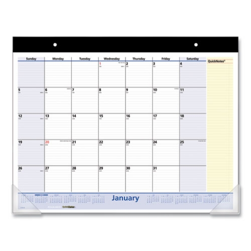 Picture of QuickNotes Desk Pad, 22 x 17, White/Blue/Yellow Sheets, Black Binding, Clear Corners, 13-Month (Jan to Jan): 2024 to 2025