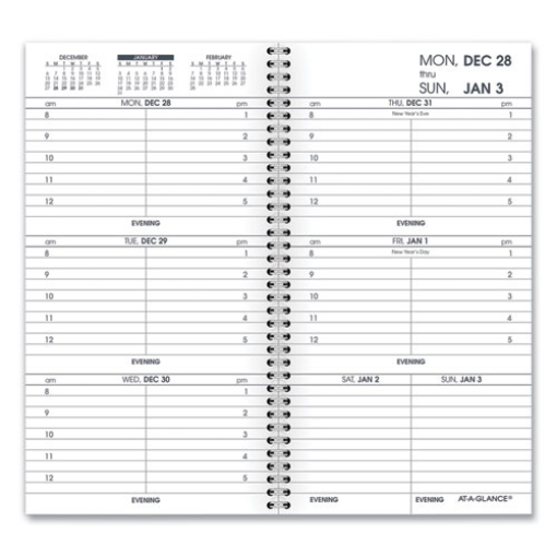 Picture of Weekly Appointment Book Refill Hourly Ruled, 6.25 x 3.25, White Sheets, 12-Month (Jan to Dec): 2024