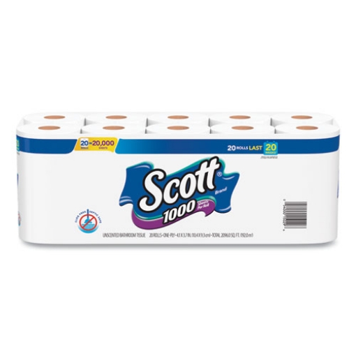 Picture of 1000 BATHROOM TISSUE, SEPTIC SAFE, 1-PLY, WHITE, 1,000 SHEET/ROLL, 20/PACK