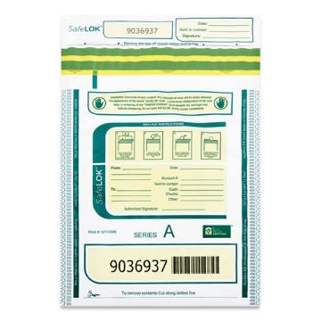 Picture of Deposit Bag, Plastic, 9 X 12, White/gray, 100/pack