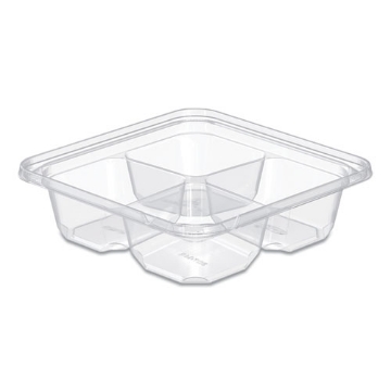 Picture of TamperGuard Snack Boxes, 4-Compartment, 6.3 x 6.3 x 1.8, Clear, Plastic, 300/Carton