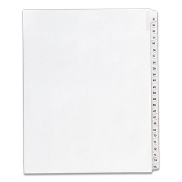 Picture of Preprinted Legal Exhibit Side Tab Index Dividers, Allstate Style, 25-Tab, 51 To 75, 11 X 8.5, White, 1 Set, (1703)