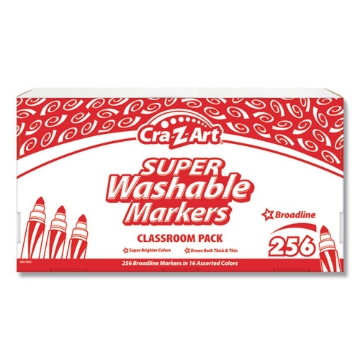 Picture of Super Washable Markers Classpack, Broad Bullet Tip, Assorted Colors, 256/set