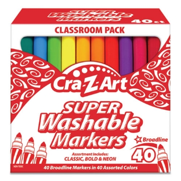 Picture of Super Washable Markers, Broad Bullet Tip, Assorted Colors, 40/set