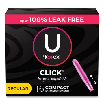 Picture of U By Kotex Click Compact Tampons, Regular, 16/pack, 8 Packs/carton