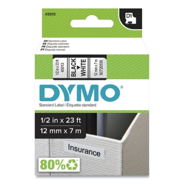 Picture of D1 High-Performance Polyester Removable Label Tape, 0.5" X 23 Ft, Black On White