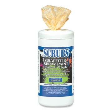 Picture of Graffiti and Paint Remover Towels, Citrus, 10 x 12, Neutral Scent, Orange on White, 30/Canister, 6 Canisters/Carton