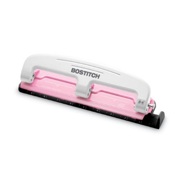 Picture of 12-Sheet Ez Squeeze Incourage Three-Hole Punch, 9/32" Holes, Pink