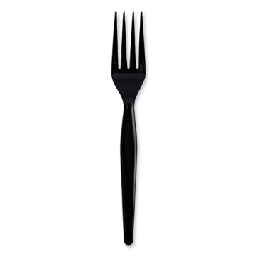 Picture of Heavyweight Wrapped Polystyrene Cutlery, Fork, Black, 1,000/carton