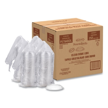 Picture of PresentaBowls Lids, Clear, Fits 24-64 oz Bowls, 7.3" Diameter x 1.1"hj, Plastic, 252/Carton