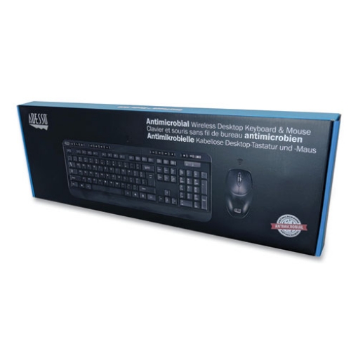 Picture of Wkb-1320cb Antimicrobial Wireless Desktop Keyboard And Mouse, 2.4 Ghz Frequency/30 Ft Wireless Range, Black