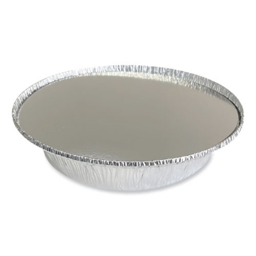 Picture of Round Aluminum To-Go Containers With Lid, 24 Oz, 7" Diameter X 1.47"h, Silver 200/carton