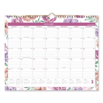 Picture of Badge Floral Wall Calendar, Floral Artwork, 15 x 12, White/Multicolor Sheets, 12-Month (Jan to Dec): 2024