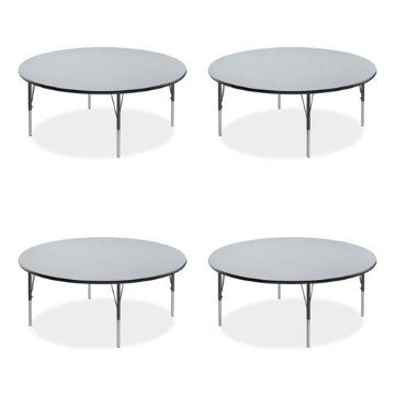 Picture of Height Adjustable Activity Table, Round, 60" x 19" to 29", Gray Granite Top, Black Legs, 4/Pallet, Ships in 4-6 Business Days