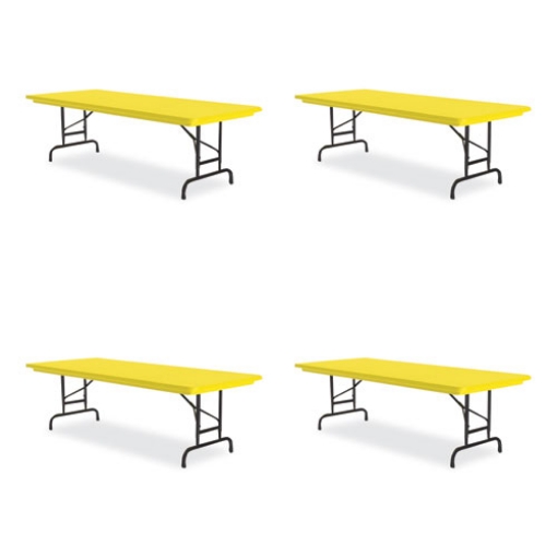 Picture of Adjustable Folding Tables, Rectangular, 60" x 30" x 22" to 32", Yellow Top, Black Legs, 4/Pallet, Ships in 4-6 Business Days