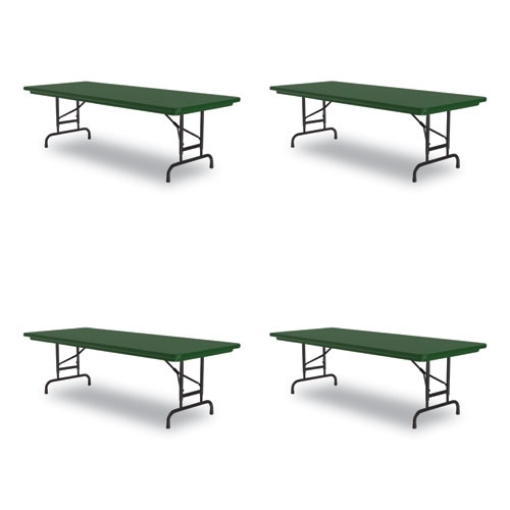 Picture of Adjustable Folding Tables, Rectangular, 60" x 30" x 22" to 32", Green Top, Black Legs, 4/Pallet, Ships in 4-6 Business Days
