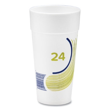 Picture of Breeze Hot/Cold Insulated Foam Drinking Cups, 24 oz, Green/White/Blue, 500/Carton