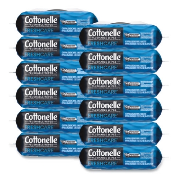 Picture of Fresh Care Flushable Cleansing Cloths, 1-Ply, 3.75 x 5.5, White, 42/Pack, 12 Packs/Carton