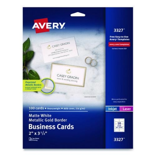 Picture of CARD,2X3 1/2,160/PK,WH/GD