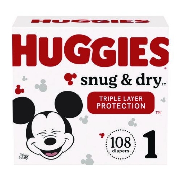 Picture of DIAPERS,BABY,SIZE1,108CT